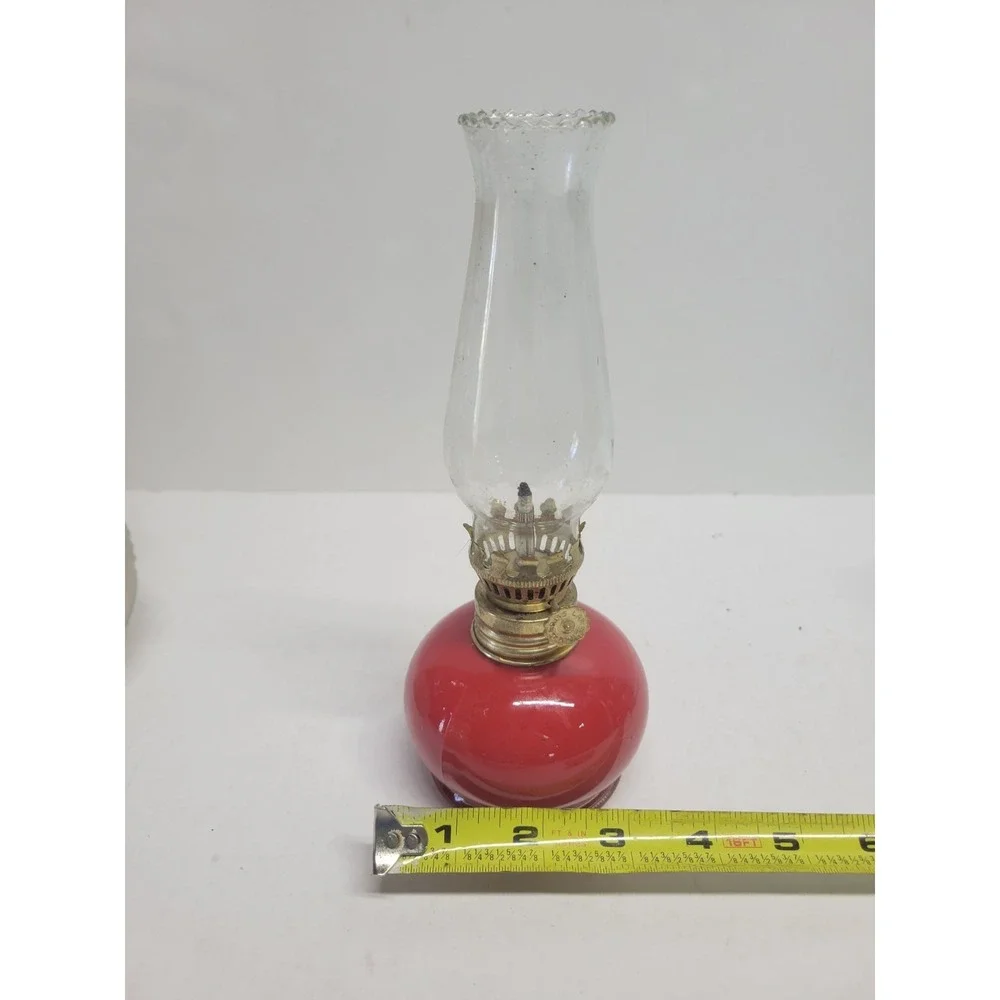 Red LampLight Farms VINTAGE Glass Oil Lamp CHRISTMAS HOLIDAY‎ DECOR